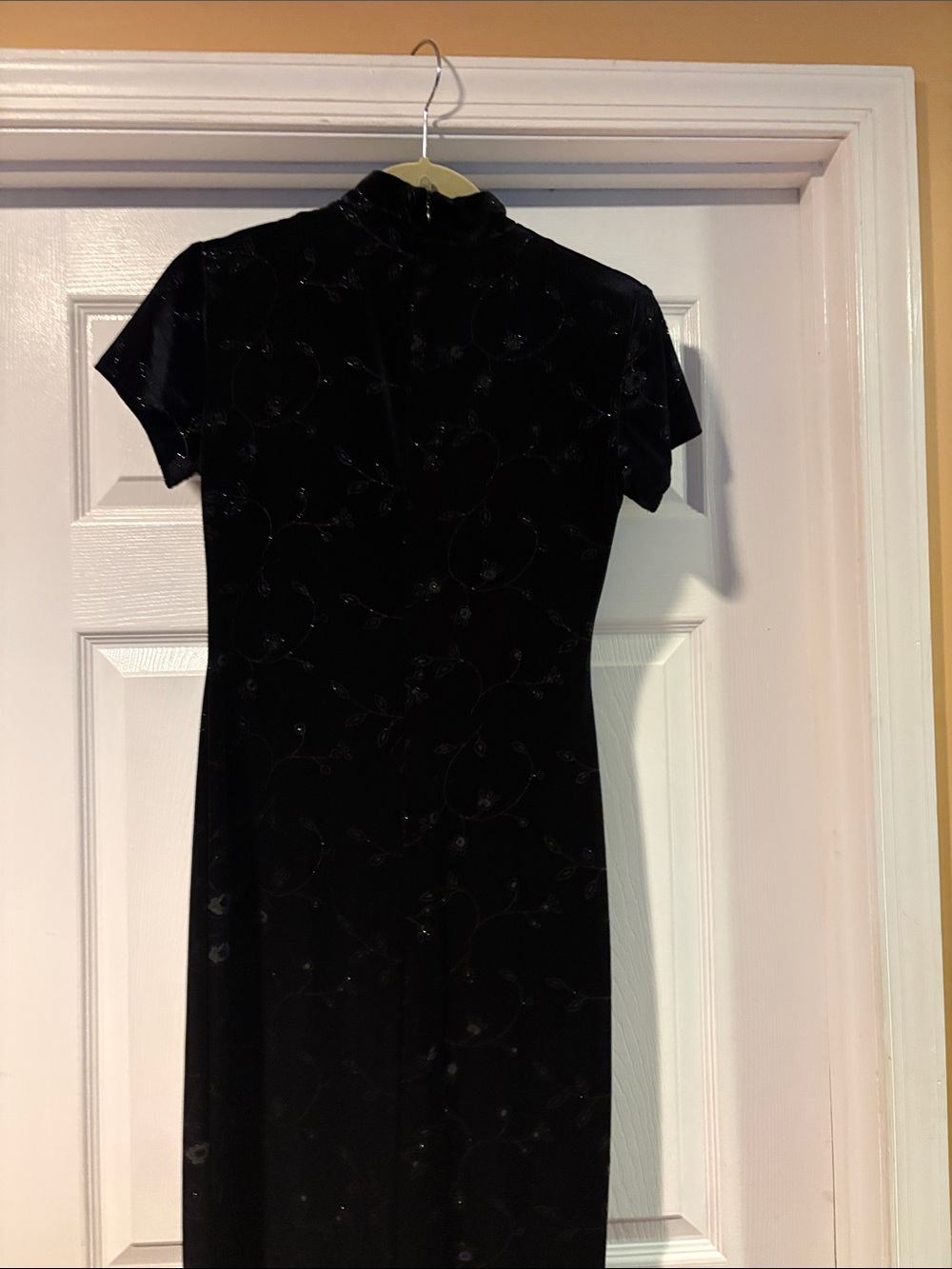 Dress Barn Black Velvet Floral Maxi Dress - Picture 6 of 7